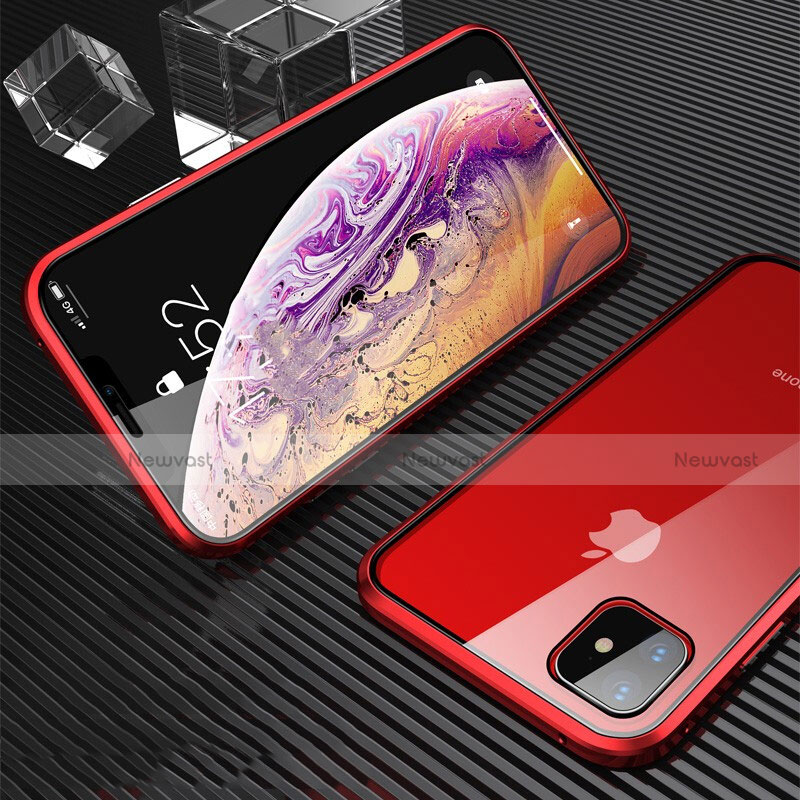 Luxury Aluminum Metal Frame Mirror Cover Case 360 Degrees M01 for Apple iPhone 11 Red