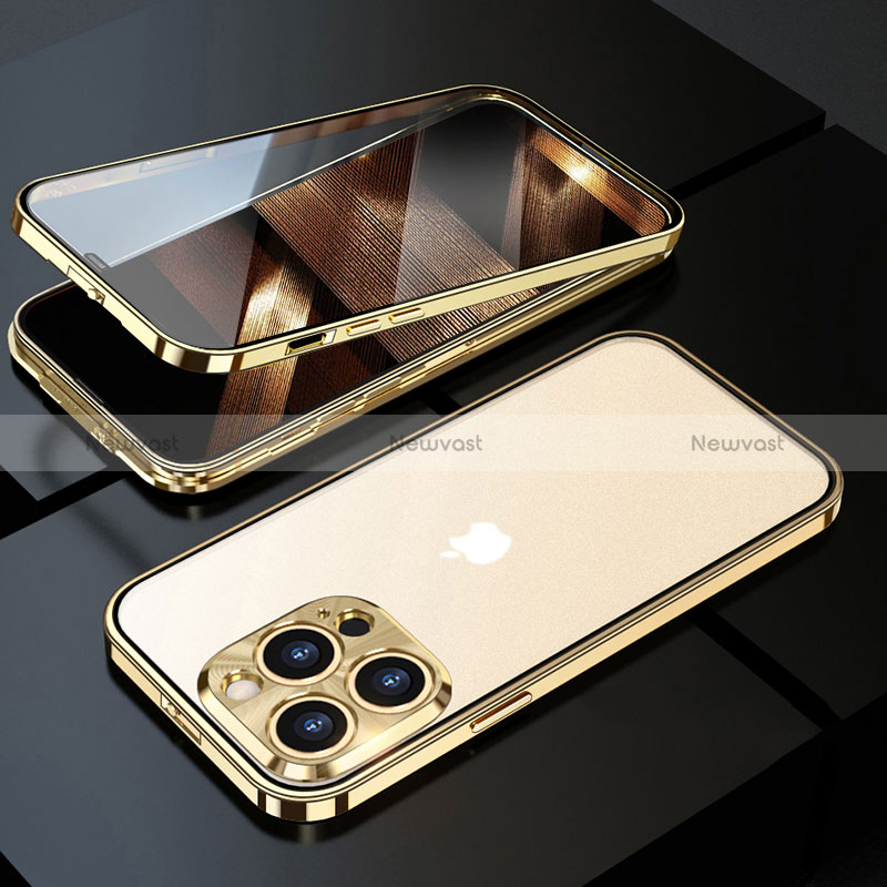 Luxury Aluminum Metal Frame Mirror Cover Case 360 Degrees M01 for Apple iPhone 14 Pro Max