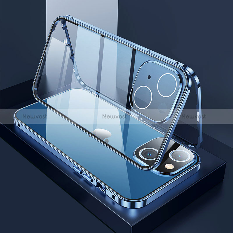 Luxury Aluminum Metal Frame Mirror Cover Case 360 Degrees M01 for Apple iPhone 15