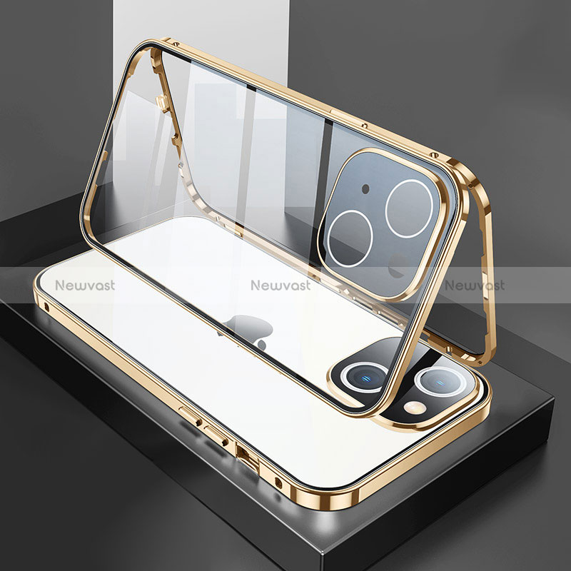 Luxury Aluminum Metal Frame Mirror Cover Case 360 Degrees M01 for Apple iPhone 15