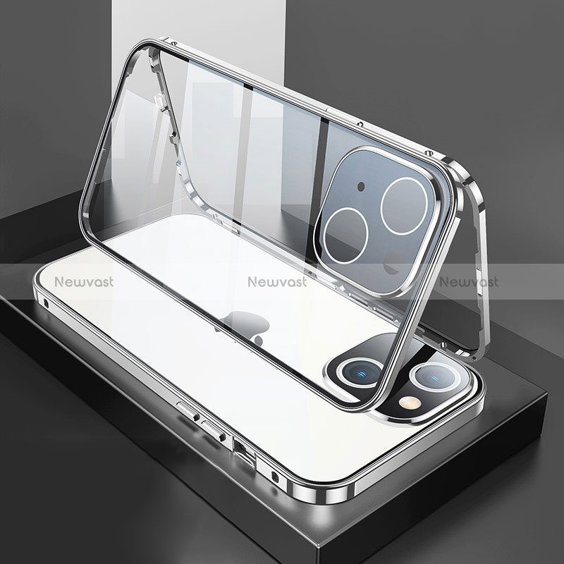 Luxury Aluminum Metal Frame Mirror Cover Case 360 Degrees M01 for Apple iPhone 15 Plus