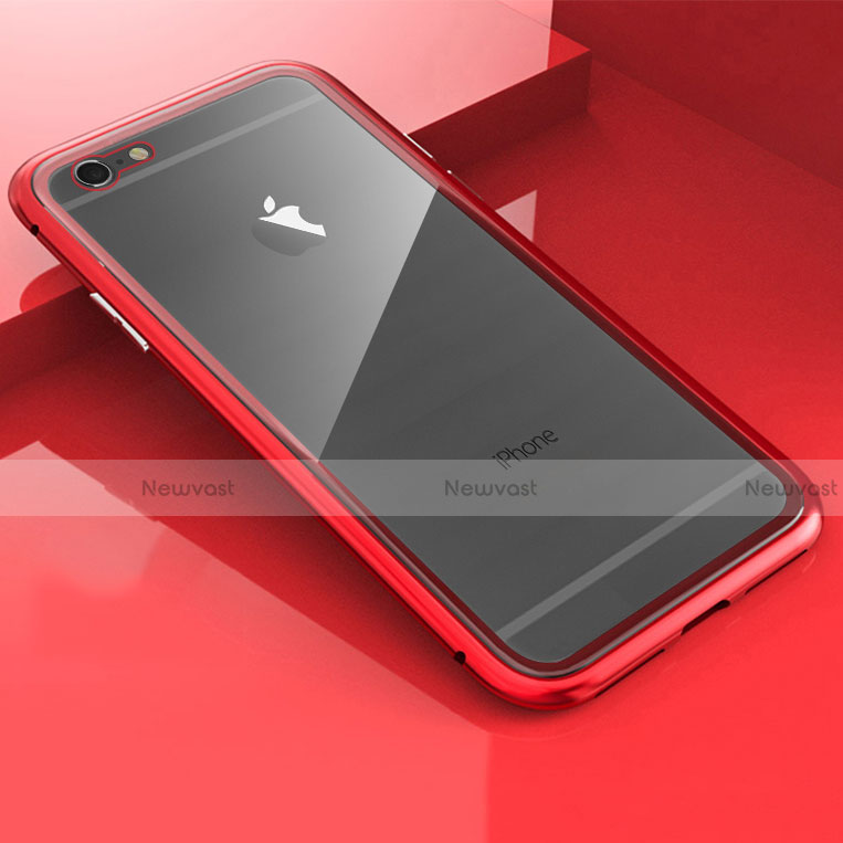 Luxury Aluminum Metal Frame Mirror Cover Case 360 Degrees M01 for Apple iPhone 6 Red