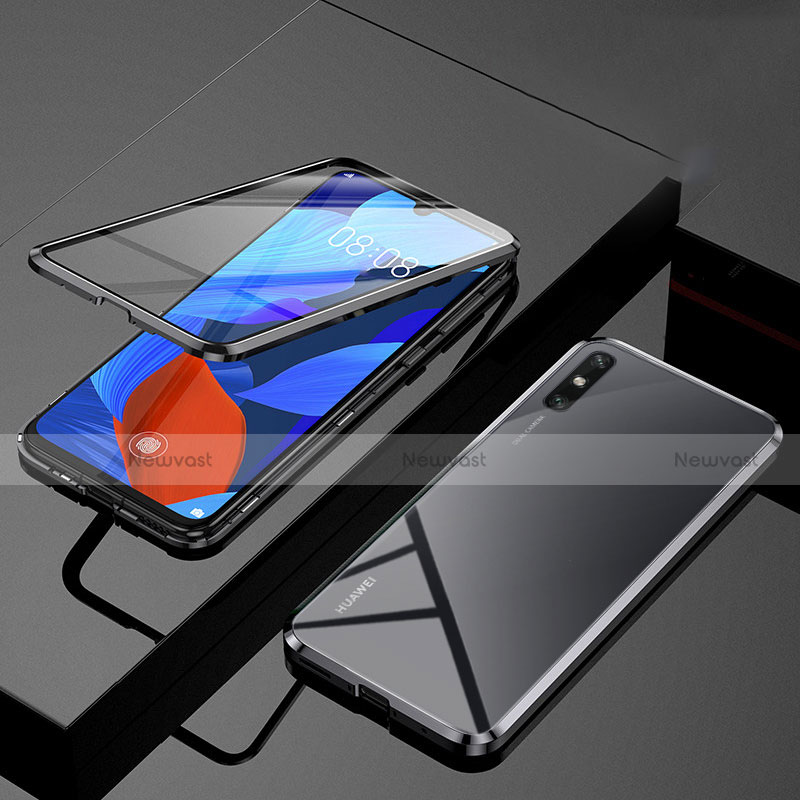 Luxury Aluminum Metal Frame Mirror Cover Case 360 Degrees M01 for Huawei Enjoy 10e Black