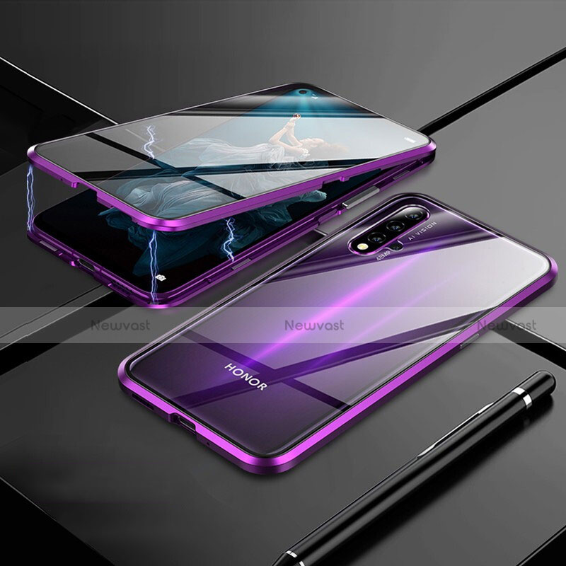 Luxury Aluminum Metal Frame Mirror Cover Case 360 Degrees M01 for Huawei Honor 20S Purple