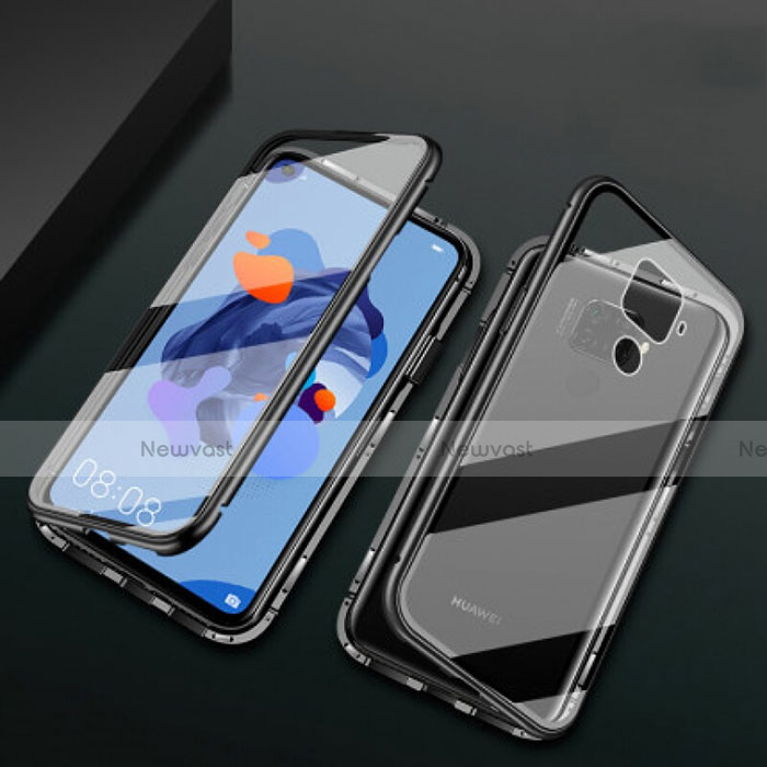 Luxury Aluminum Metal Frame Mirror Cover Case 360 Degrees M01 for Huawei Mate 30 Lite Black