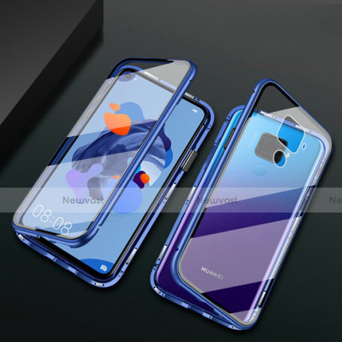 Luxury Aluminum Metal Frame Mirror Cover Case 360 Degrees M01 for Huawei Mate 30 Lite Blue