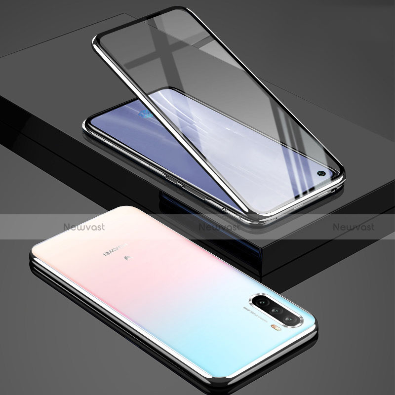 Luxury Aluminum Metal Frame Mirror Cover Case 360 Degrees M01 for Huawei Mate 40 Lite 5G Silver