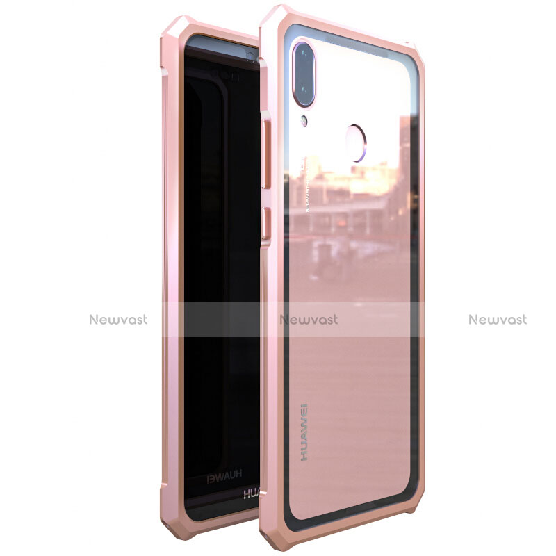 Luxury Aluminum Metal Frame Mirror Cover Case 360 Degrees M01 for Huawei Nova 3e Rose Gold