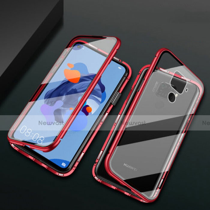 Luxury Aluminum Metal Frame Mirror Cover Case 360 Degrees M01 for Huawei Nova 5z Red