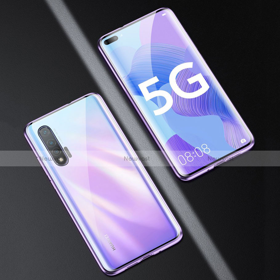 Luxury Aluminum Metal Frame Mirror Cover Case 360 Degrees M01 for Huawei Nova 6 5G Purple