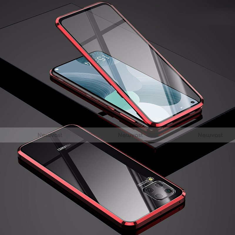 Luxury Aluminum Metal Frame Mirror Cover Case 360 Degrees M01 for Huawei Nova 6 SE Red