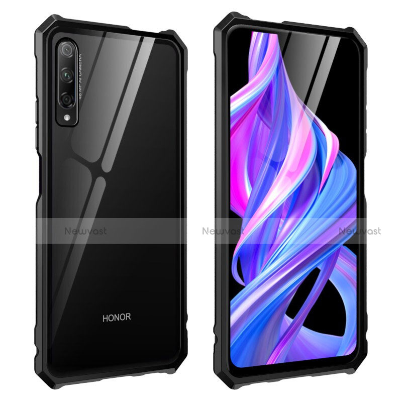 Luxury Aluminum Metal Frame Mirror Cover Case 360 Degrees M01 for Huawei P Smart Pro (2019) Black