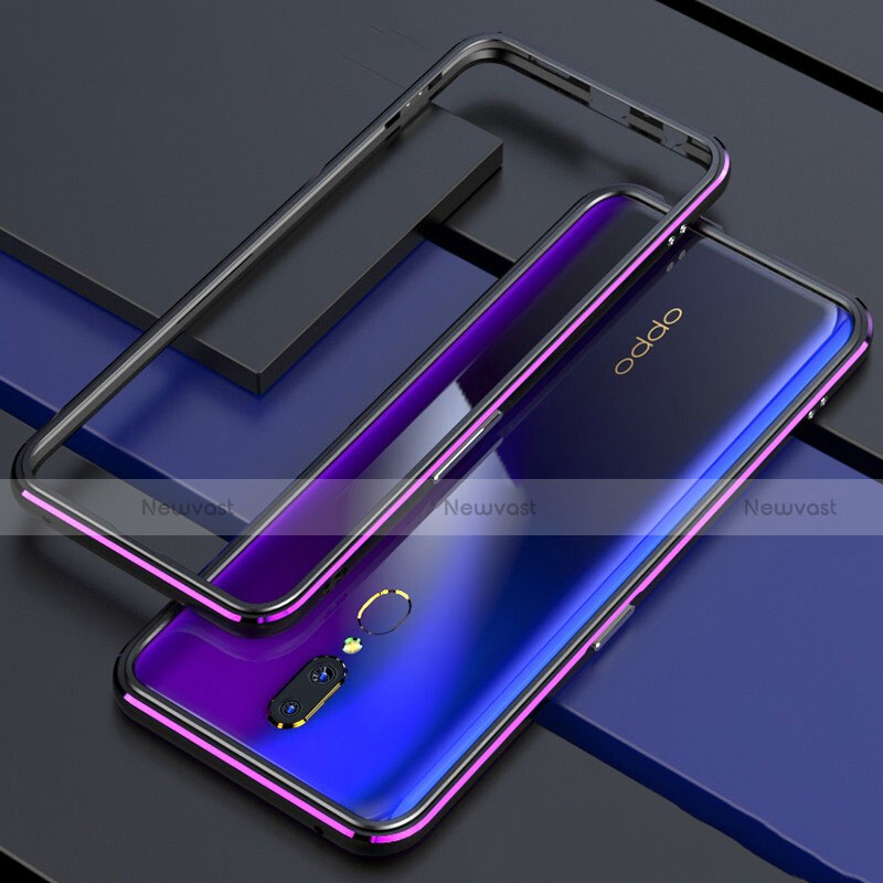 Luxury Aluminum Metal Frame Mirror Cover Case 360 Degrees M01 for Oppo A9 Purple