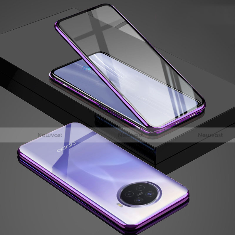 Luxury Aluminum Metal Frame Mirror Cover Case 360 Degrees M01 for Oppo Ace2 Purple