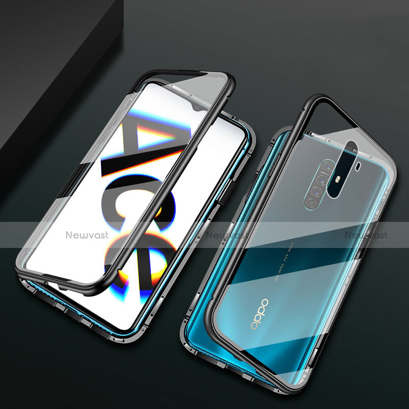 Luxury Aluminum Metal Frame Mirror Cover Case 360 Degrees M01 for Oppo Reno Ace Black