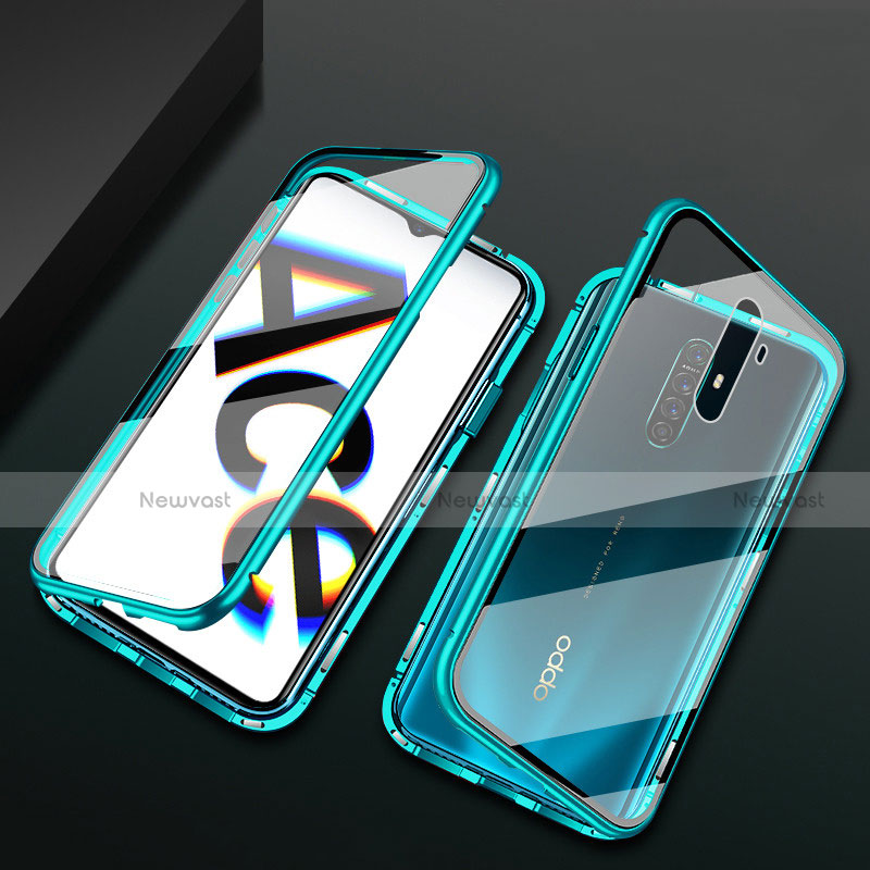 Luxury Aluminum Metal Frame Mirror Cover Case 360 Degrees M01 for Oppo Reno Ace Green