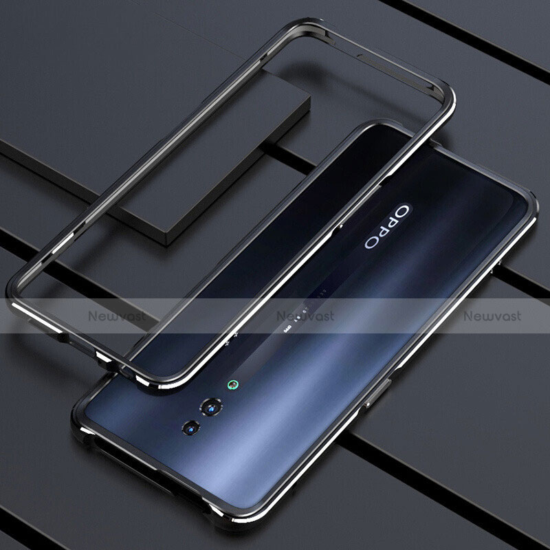 Luxury Aluminum Metal Frame Mirror Cover Case 360 Degrees M01 for Oppo Reno Black