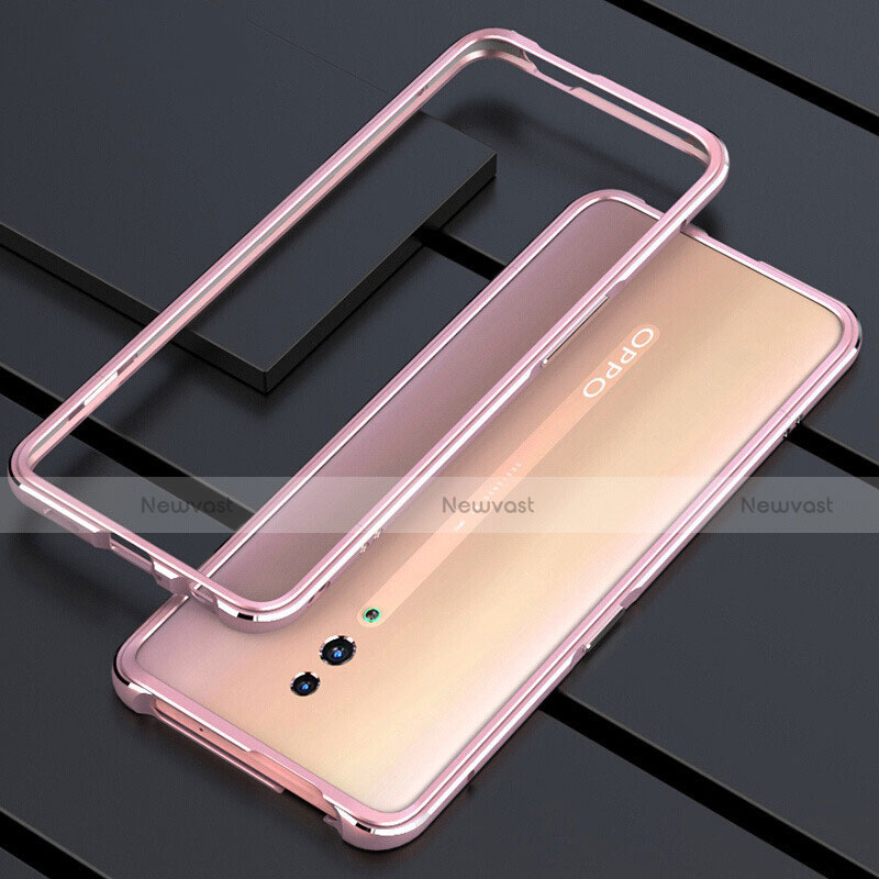 Luxury Aluminum Metal Frame Mirror Cover Case 360 Degrees M01 for Oppo Reno Rose Gold