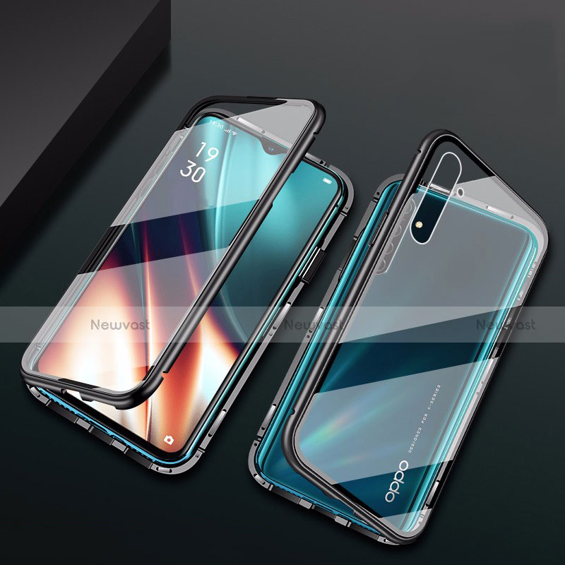 Luxury Aluminum Metal Frame Mirror Cover Case 360 Degrees M01 for Realme X2 Black