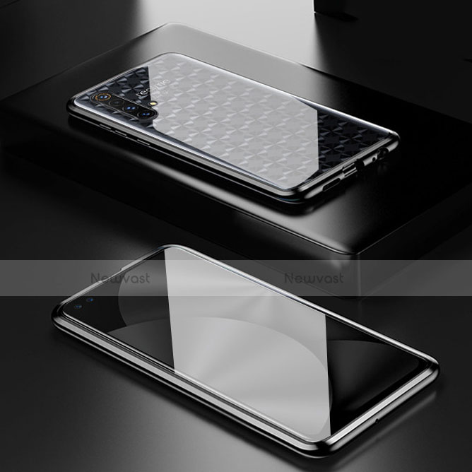 Luxury Aluminum Metal Frame Mirror Cover Case 360 Degrees M01 for Realme X50t 5G Black