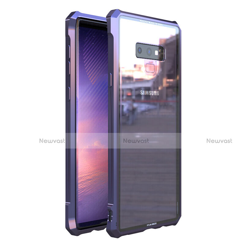 Luxury Aluminum Metal Frame Mirror Cover Case 360 Degrees M01 for Samsung Galaxy Note 9 Purple