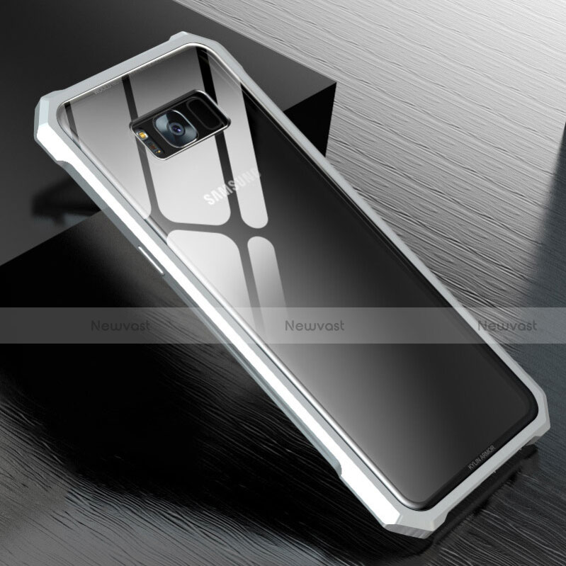 Luxury Aluminum Metal Frame Mirror Cover Case 360 Degrees M01 for Samsung Galaxy S8 Plus Silver