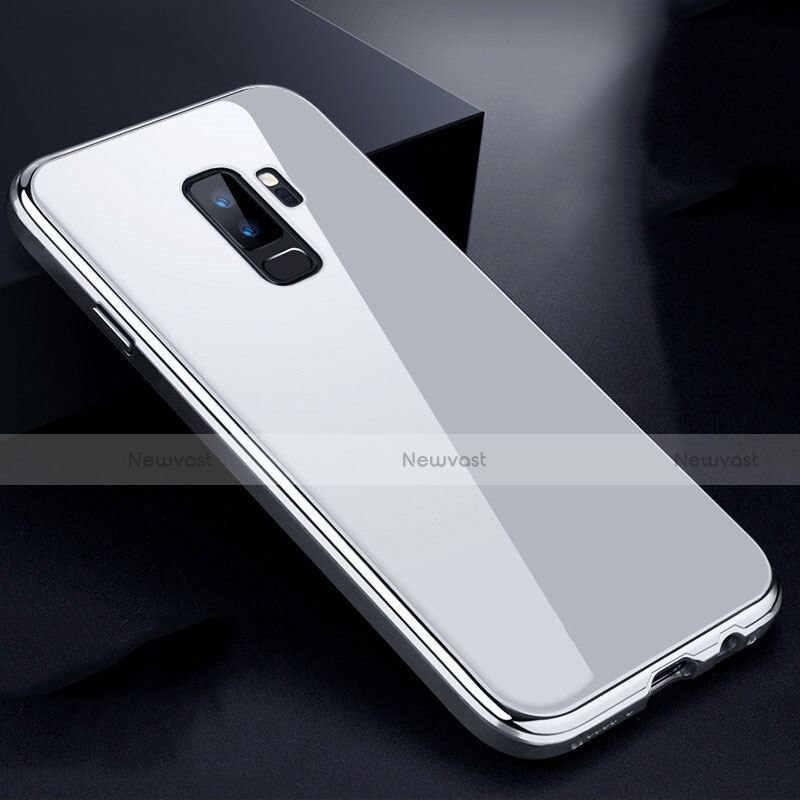 Luxury Aluminum Metal Frame Mirror Cover Case 360 Degrees M01 for Samsung Galaxy S9 Plus Silver