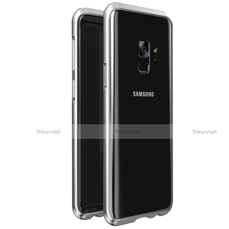 Luxury Aluminum Metal Frame Mirror Cover Case 360 Degrees M01 for Samsung Galaxy S9 Silver