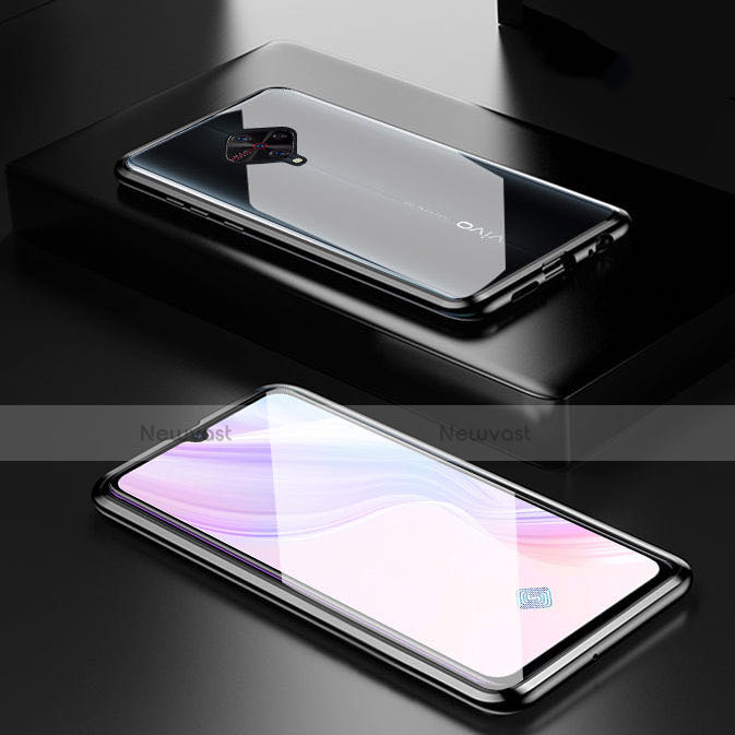 Luxury Aluminum Metal Frame Mirror Cover Case 360 Degrees M01 for Vivo S1 Pro Black