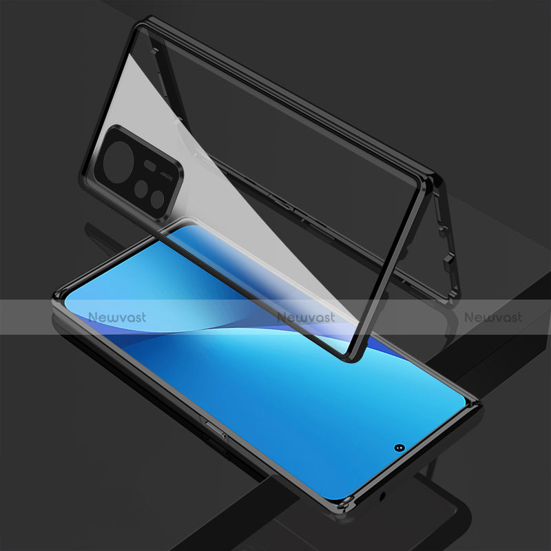 Luxury Aluminum Metal Frame Mirror Cover Case 360 Degrees M01 for Xiaomi Mi 12 5G Black