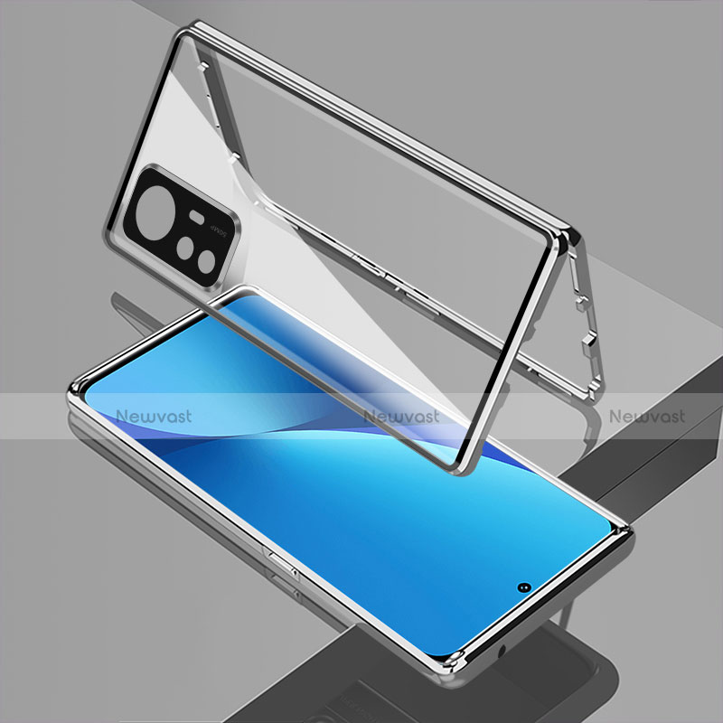 Luxury Aluminum Metal Frame Mirror Cover Case 360 Degrees M01 for Xiaomi Mi 12 5G Silver