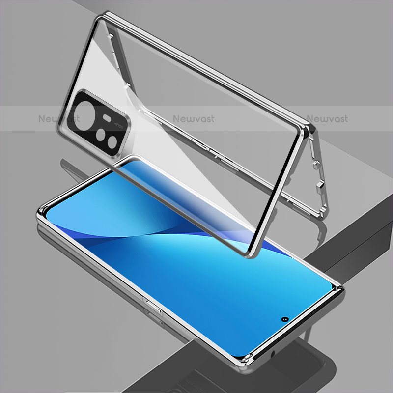 Luxury Aluminum Metal Frame Mirror Cover Case 360 Degrees M01 for Xiaomi Mi 12 Pro 5G Silver