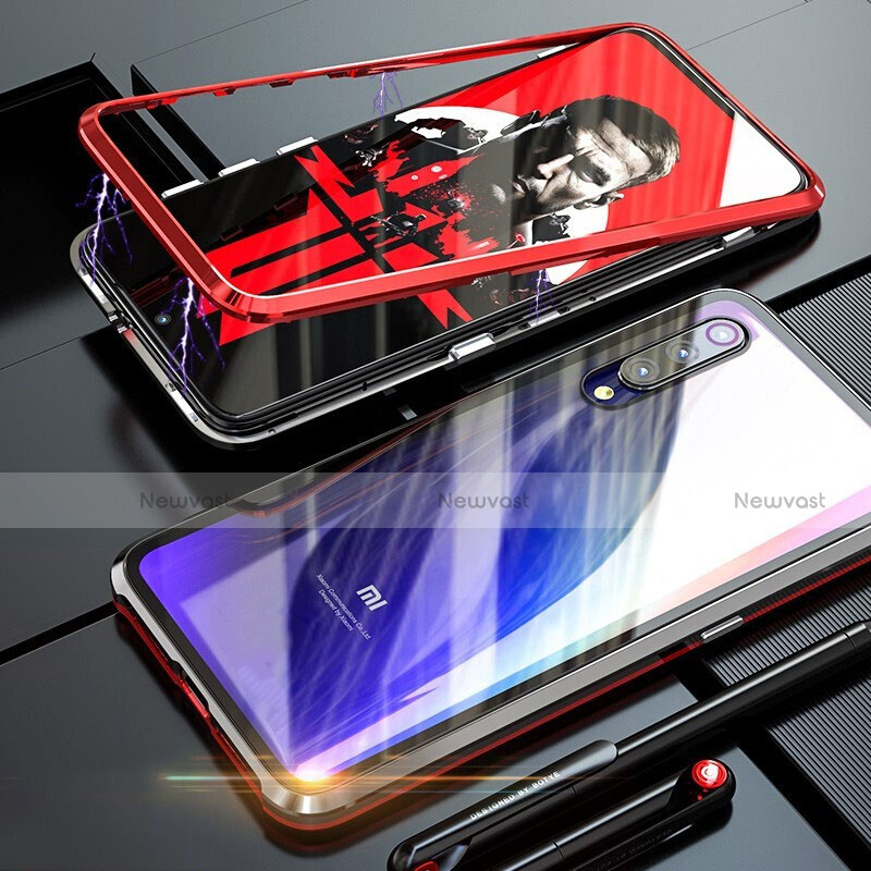 Luxury Aluminum Metal Frame Mirror Cover Case 360 Degrees M01 for Xiaomi Mi 9 Lite Red