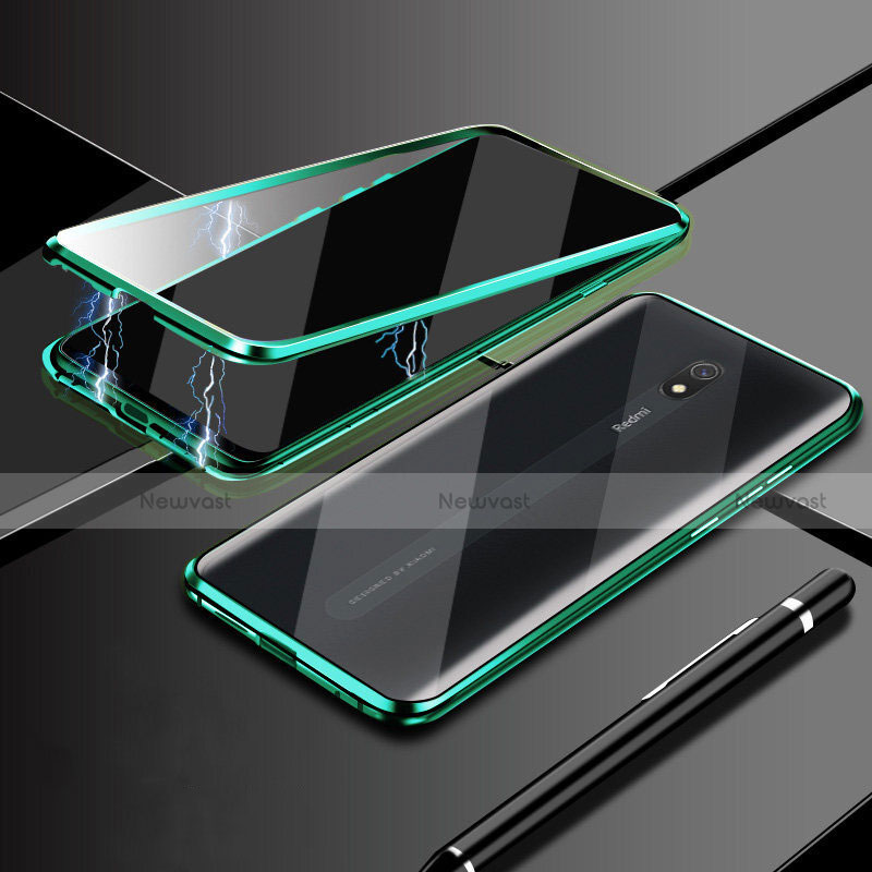 Luxury Aluminum Metal Frame Mirror Cover Case 360 Degrees M01 for Xiaomi Redmi 8A Green