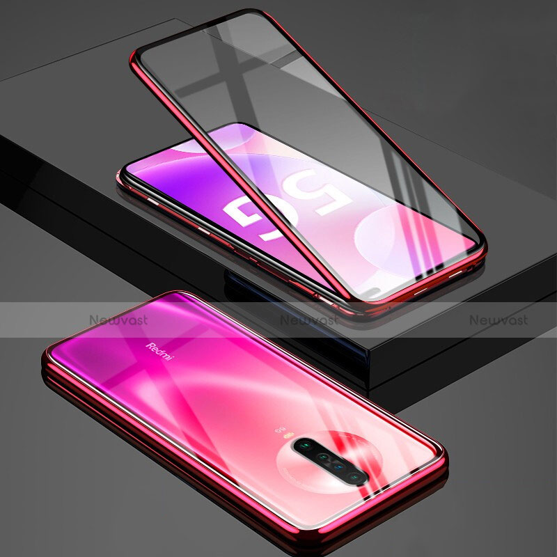 Luxury Aluminum Metal Frame Mirror Cover Case 360 Degrees M01 for Xiaomi Redmi K30 4G Red