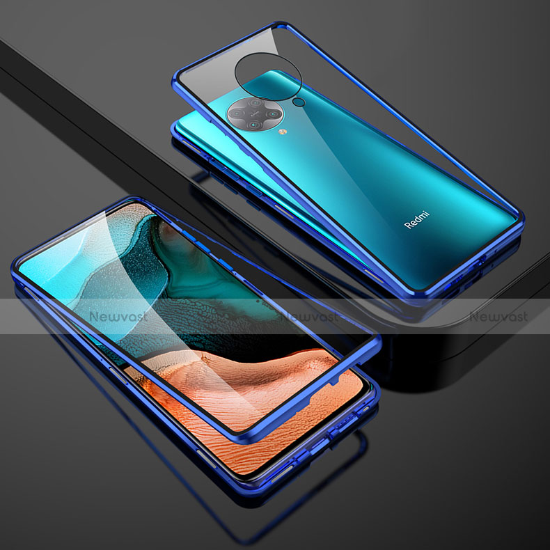 Luxury Aluminum Metal Frame Mirror Cover Case 360 Degrees M01 for Xiaomi Redmi K30 Pro Zoom Blue