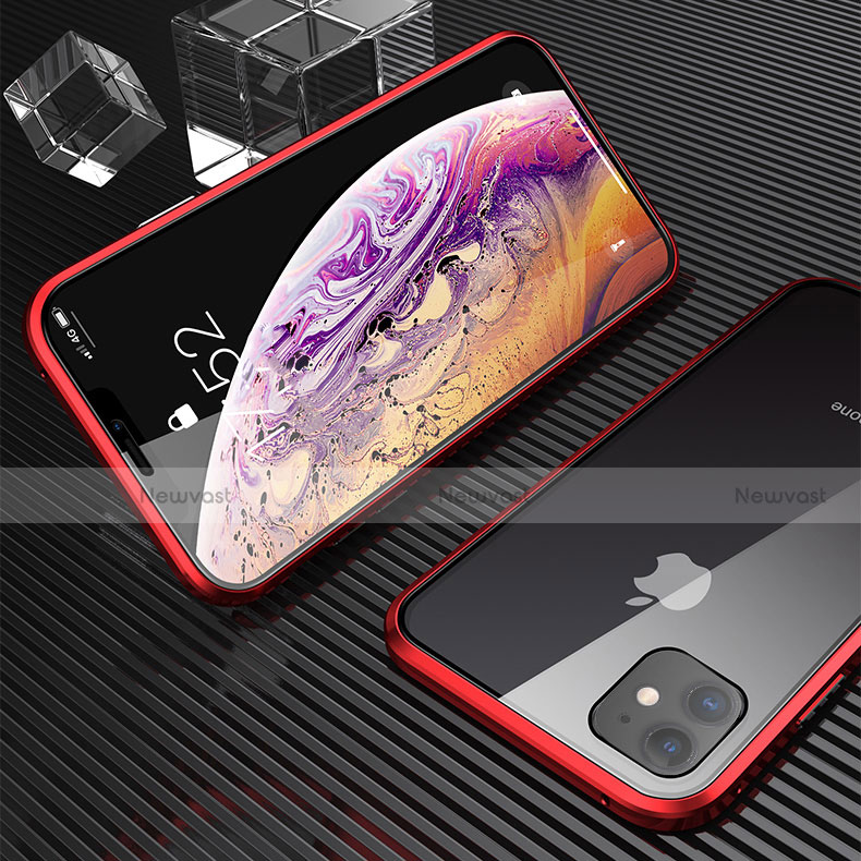 Luxury Aluminum Metal Frame Mirror Cover Case 360 Degrees M02 for Apple iPhone 11 Red