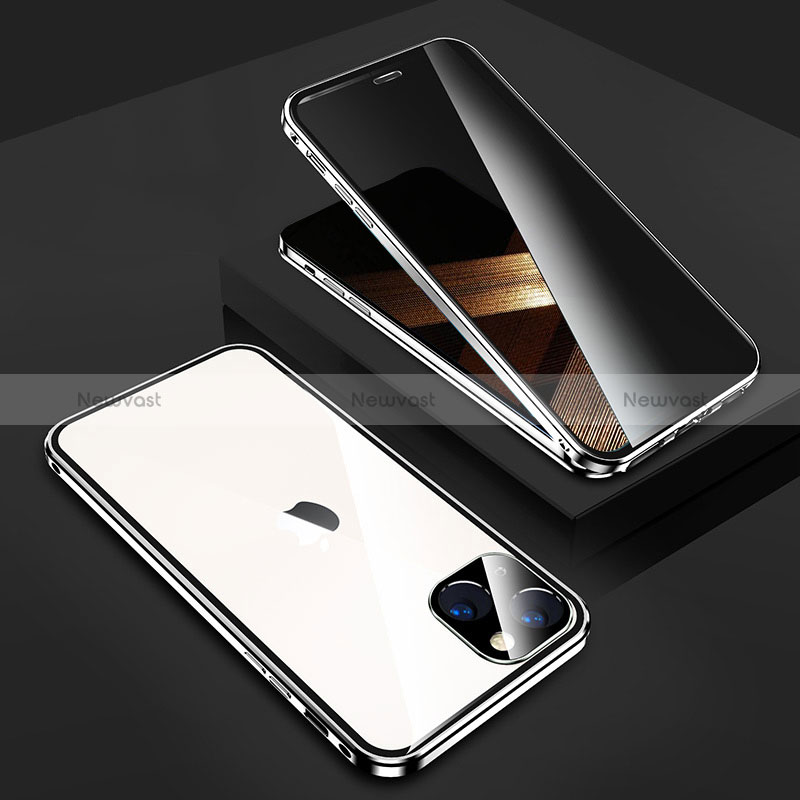 Luxury Aluminum Metal Frame Mirror Cover Case 360 Degrees M02 for Apple iPhone 15