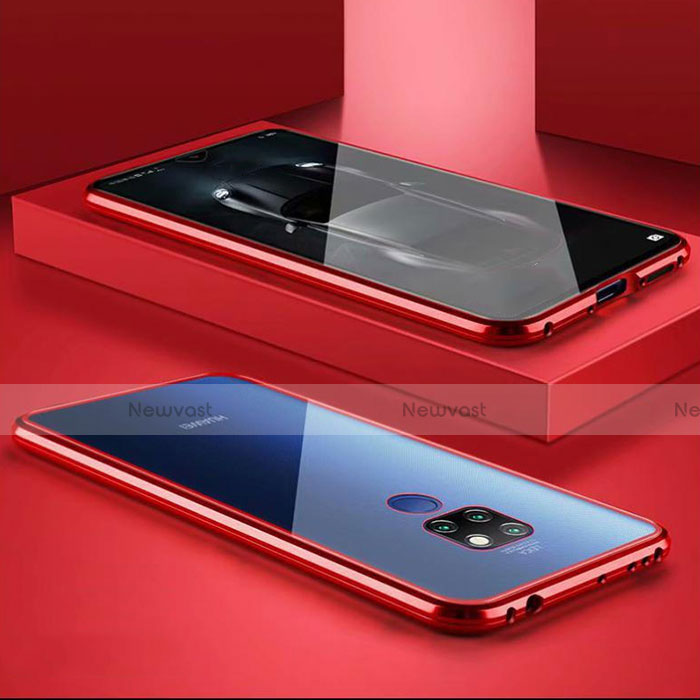 Luxury Aluminum Metal Frame Mirror Cover Case 360 Degrees M02 for Huawei Mate 30 Lite Red