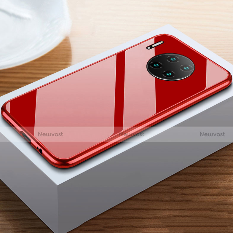 Luxury Aluminum Metal Frame Mirror Cover Case 360 Degrees M02 for Huawei Mate 30 Pro Red