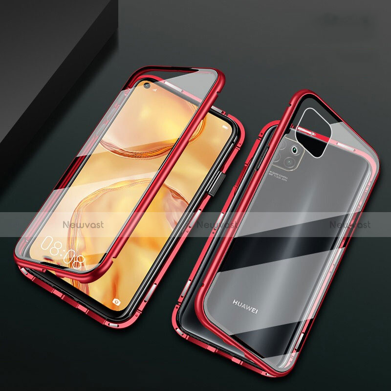 Luxury Aluminum Metal Frame Mirror Cover Case 360 Degrees M02 for Huawei Nova 6 SE Red