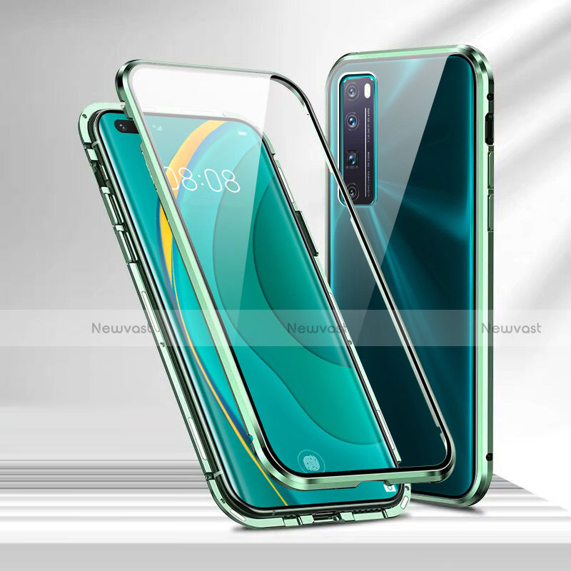 Luxury Aluminum Metal Frame Mirror Cover Case 360 Degrees M02 for Huawei Nova 7 Pro 5G Green