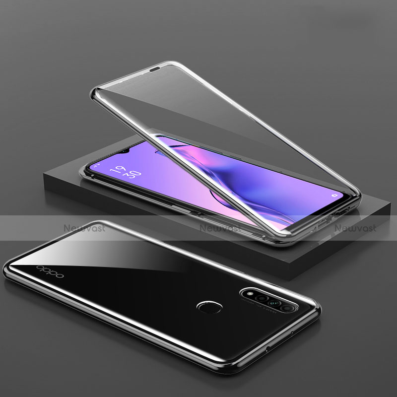 Luxury Aluminum Metal Frame Mirror Cover Case 360 Degrees M02 for Oppo A31 Black