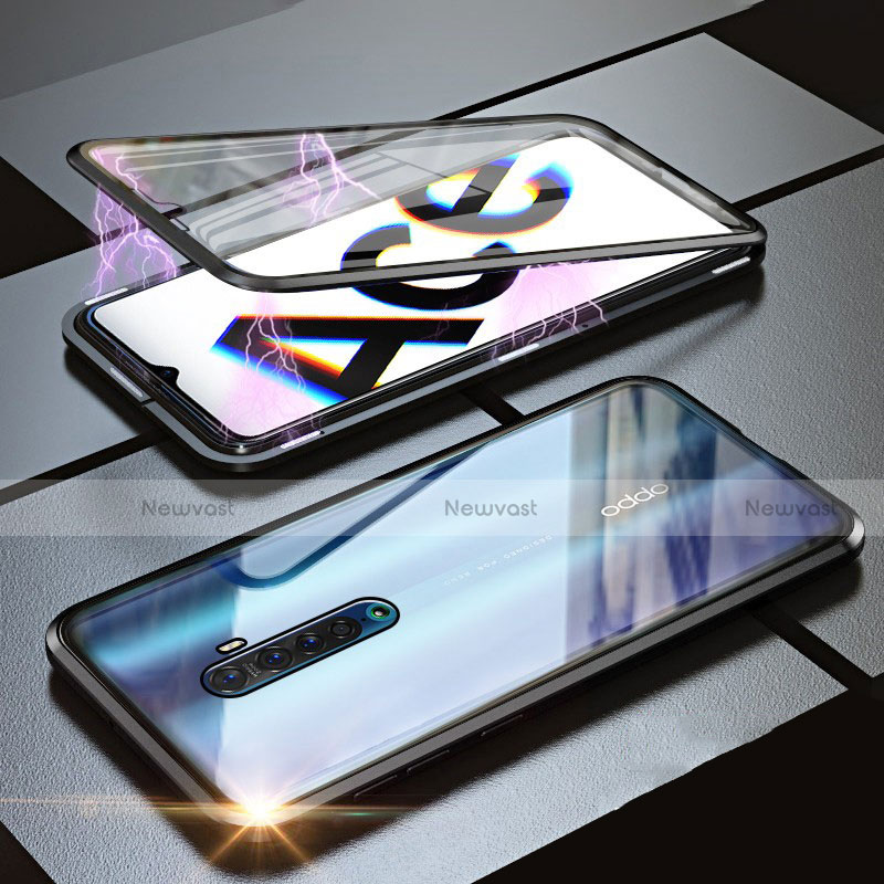 Luxury Aluminum Metal Frame Mirror Cover Case 360 Degrees M02 for Oppo Reno Ace Black