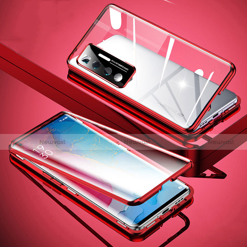 Luxury Aluminum Metal Frame Mirror Cover Case 360 Degrees M02 for Xiaomi Mi 10 Ultra Red