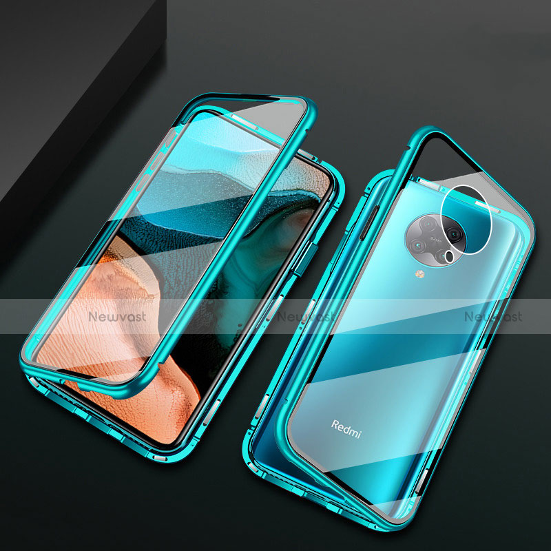 Luxury Aluminum Metal Frame Mirror Cover Case 360 Degrees M02 for Xiaomi Poco F2 Pro Green