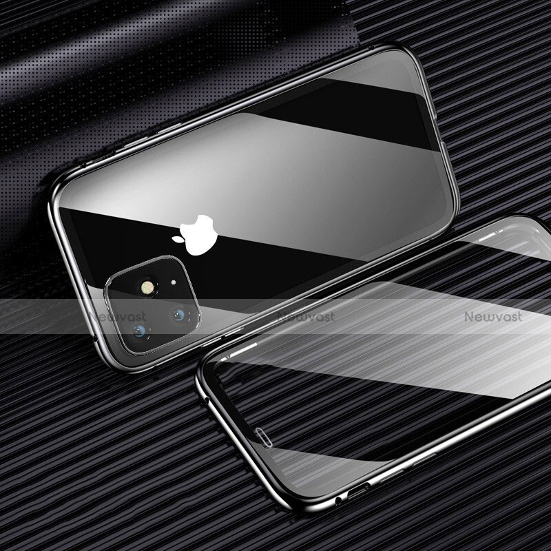 Luxury Aluminum Metal Frame Mirror Cover Case 360 Degrees M03 for Apple iPhone 11 Pro Black