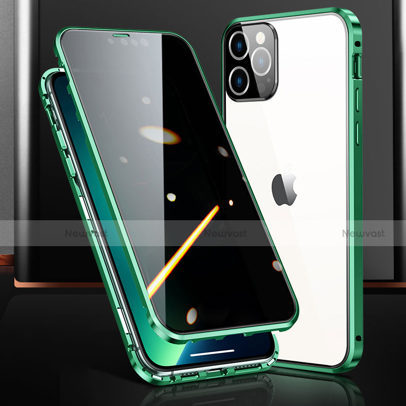 Luxury Aluminum Metal Frame Mirror Cover Case 360 Degrees M03 for Apple iPhone 13 Pro Green