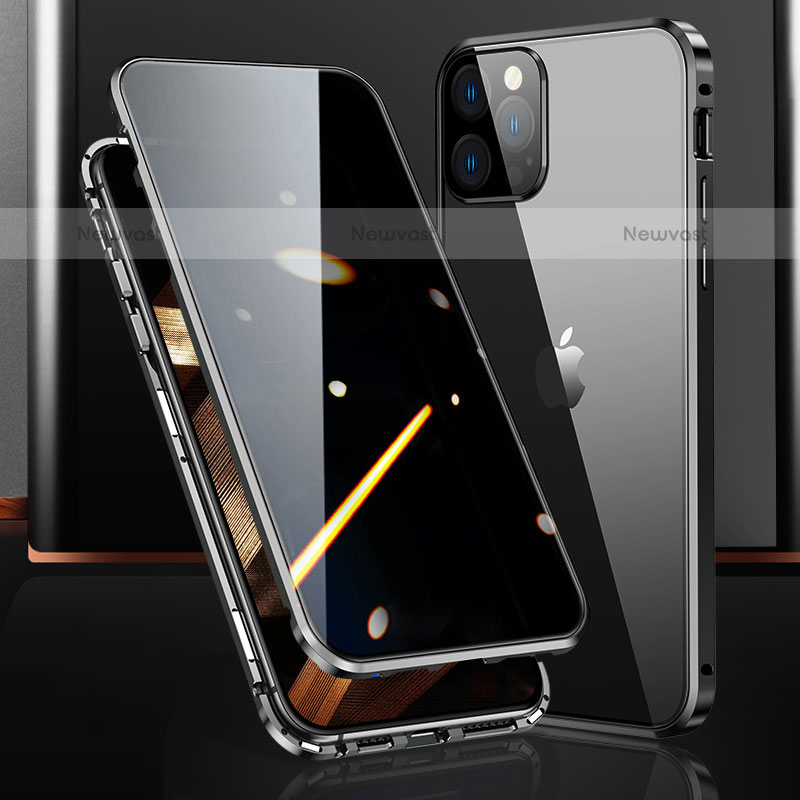 Luxury Aluminum Metal Frame Mirror Cover Case 360 Degrees M03 for Apple iPhone 15 Pro Black