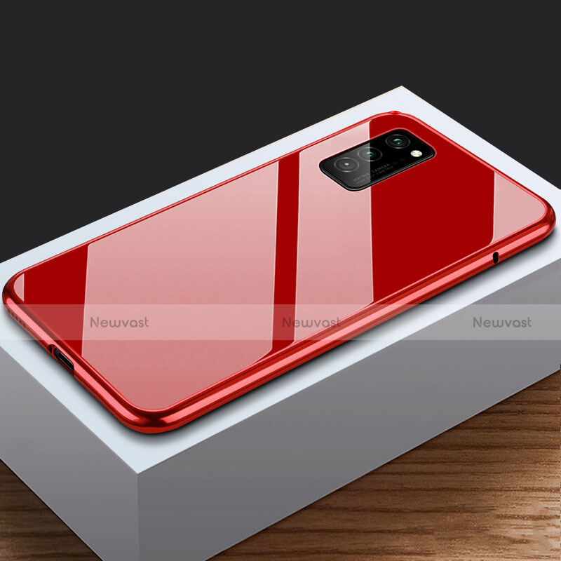 Luxury Aluminum Metal Frame Mirror Cover Case 360 Degrees M03 for Huawei Honor V30 5G Red